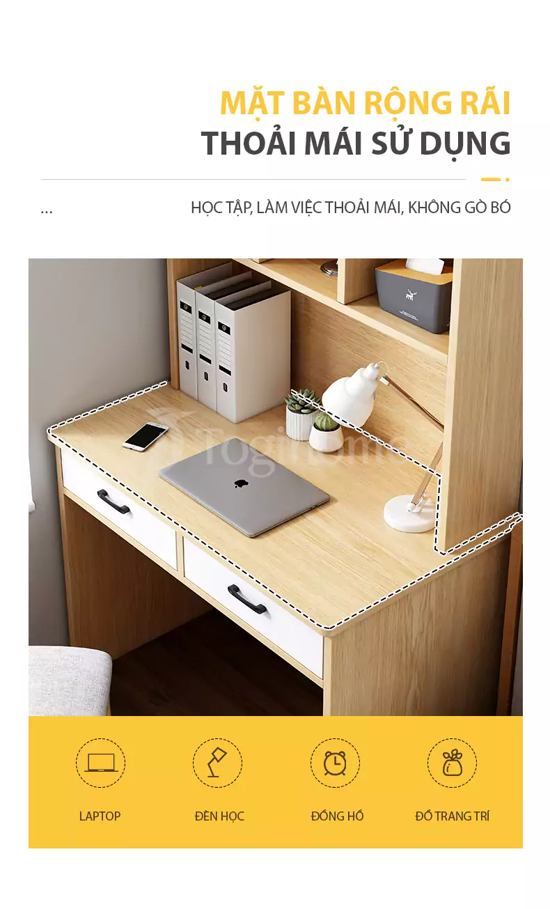 Bàn học sinh BHS010 phong cách Bắc Âu, thiết kế linh hoạt ổn định, độ bền cao với thiết kế mặt bàn rộng rãi