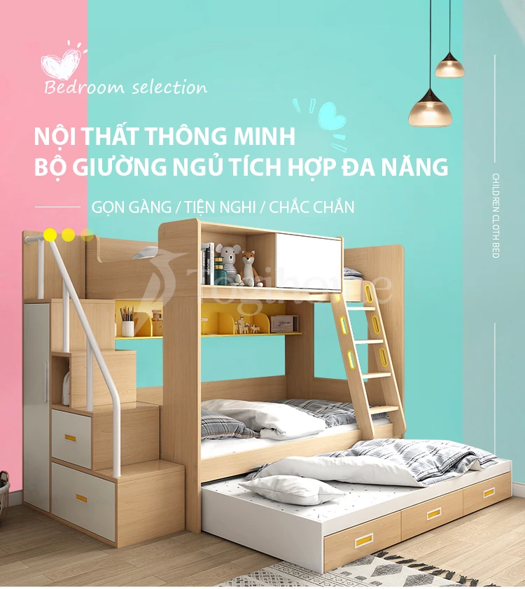 Giường ngủ trẻ em thiết kế tùy chỉnh linh hoạt GN011