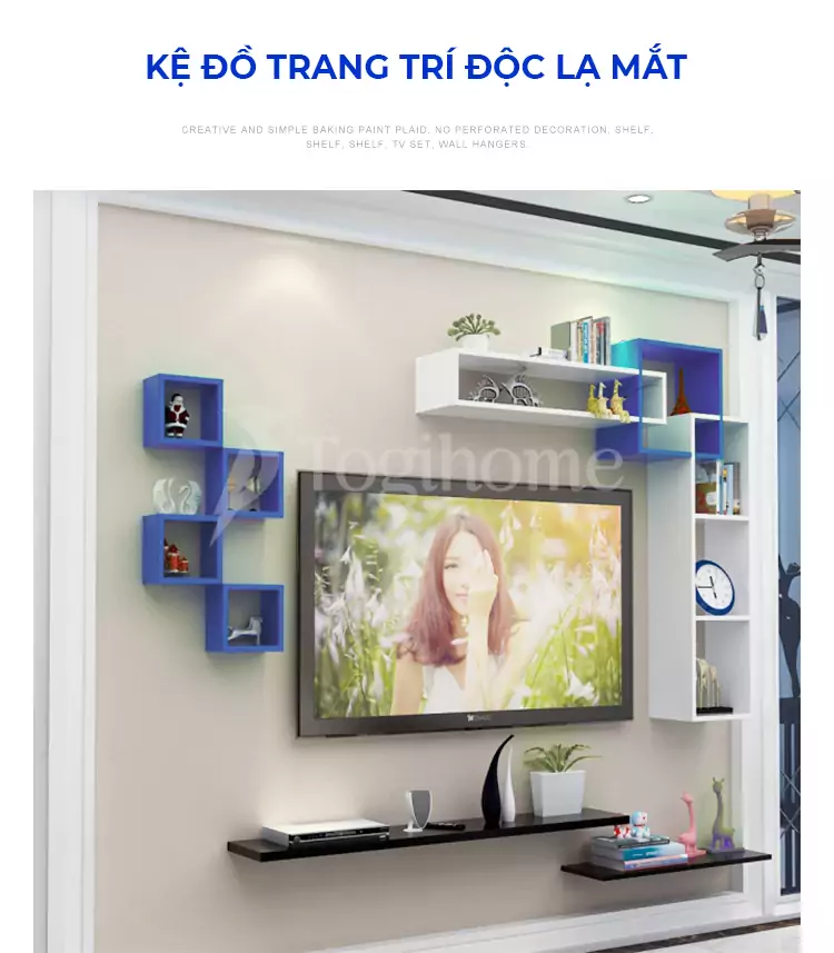 kệ tivi treo tường KTT004 với tùy chọn màu sắc đa dạng