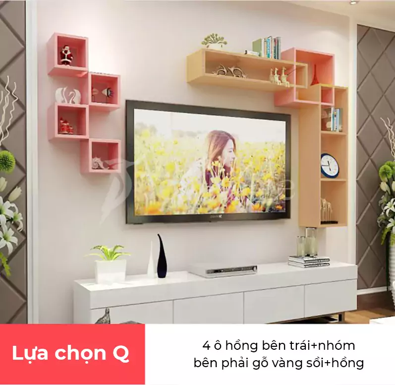 kệ tivi treo tường KTT004 với thiết kệ hiện đại tối giản