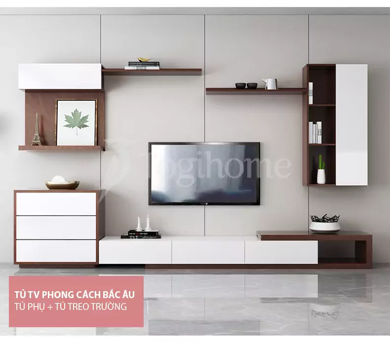 Kệ tủ tivi KTV 018 phong cách Bắc Âu