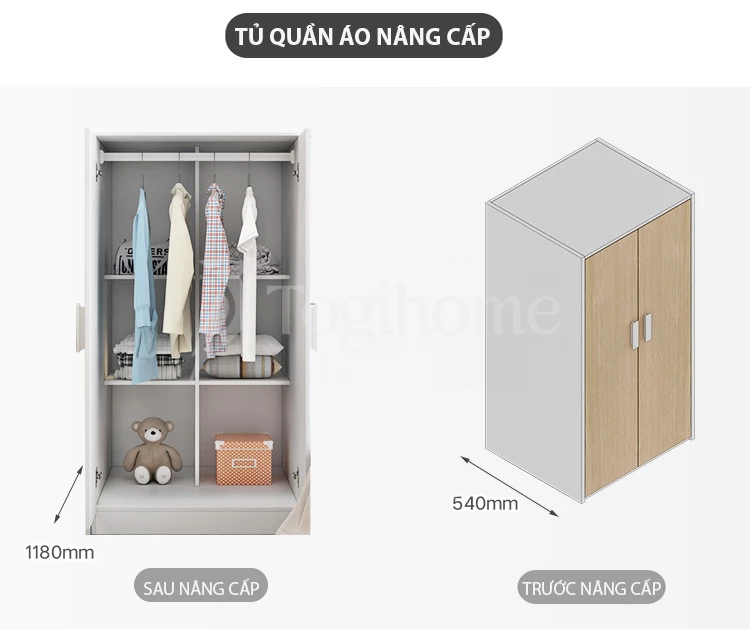 Nội thất giường tầng GN019 kết hợp tủ quần áo phong cách Bắc Âu, chất liệu gỗ MDF lõi xanh cao cấp với tủ đồ lưu trữ lớn