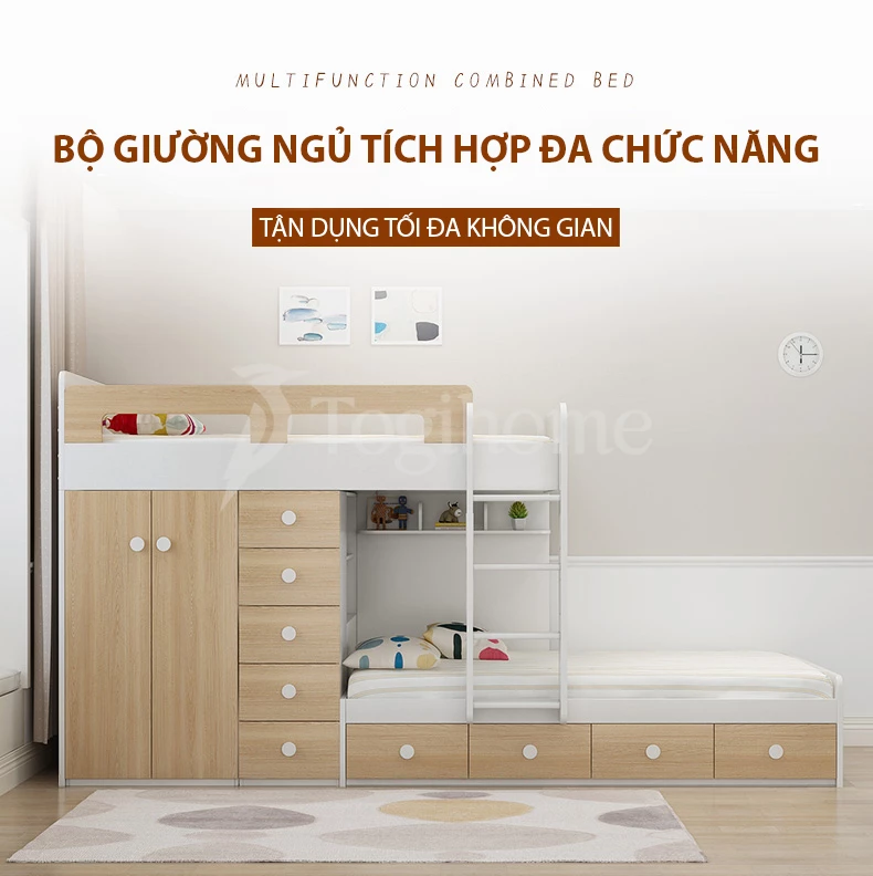 Giường ngủ kết hợp tủ lưu trữ đa năng GN010