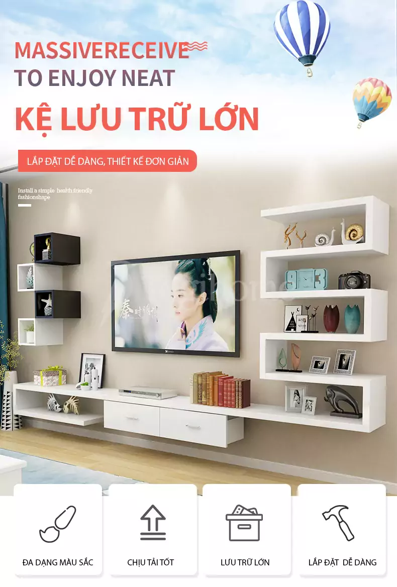 kệ tủ TV TVC025 lưu trữ đa dạng