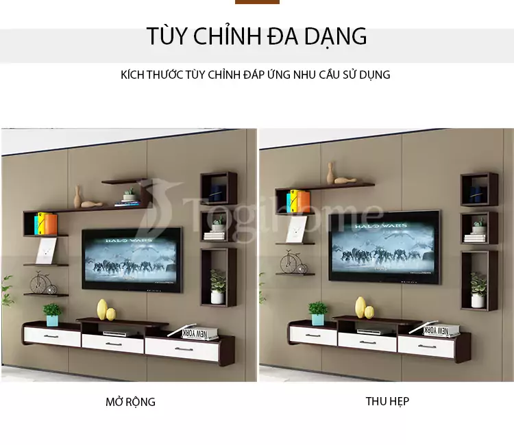  Kệ tủ tivi treo tường KTV 048 tùy chỉnh đa dạng