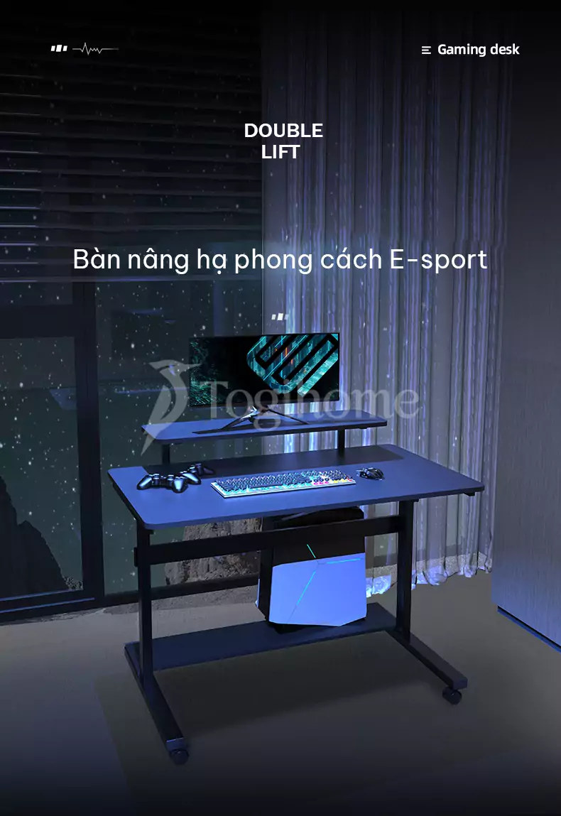 bàn gaming ga052 với thiết kế nâng hạ chiều cao độc đáo