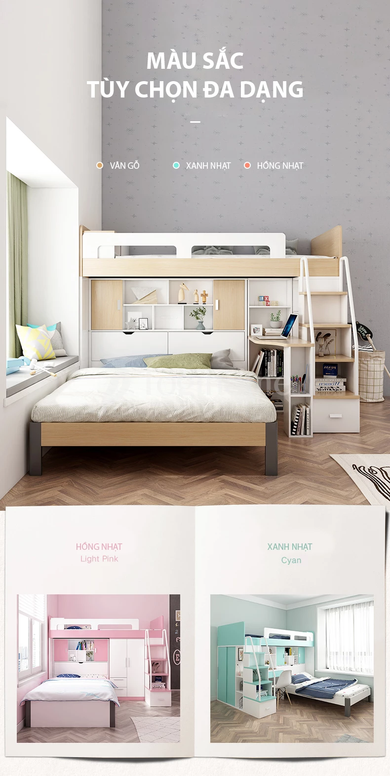 Bộ giường ngủ GN003 tùy chọn màu sắc