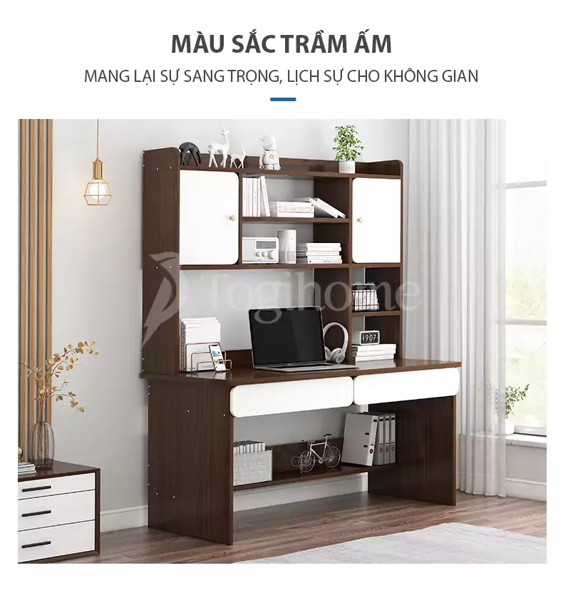 Bàn học sinh BHS016 kết hợp giá sách thiết kế chắc chắn, kiểu dáng hiện đại, đa năng với nhiều màu sắc lựa chọn
