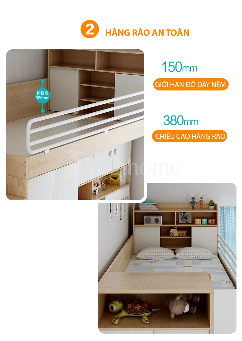 Bộ giường ngủ GN012 thiết kế an toàn