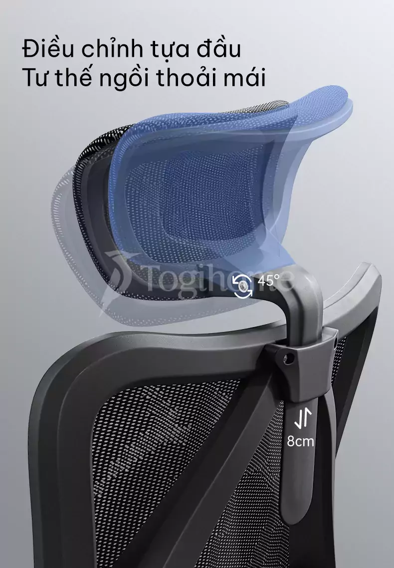thiết kế điều chỉnh tựa đầu dễ d&agrave;ng của ghế văn ph&ograve;ng c&ocirc;ng th&aacute;i học gh005