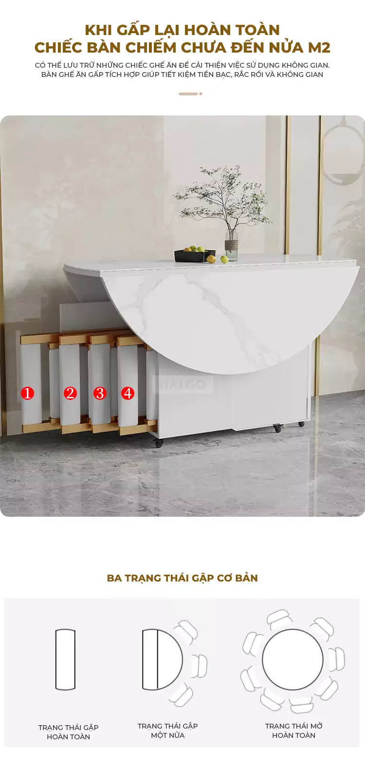 Bàn Ăn Gấp Gọn Cao Cấp Haigo BA154