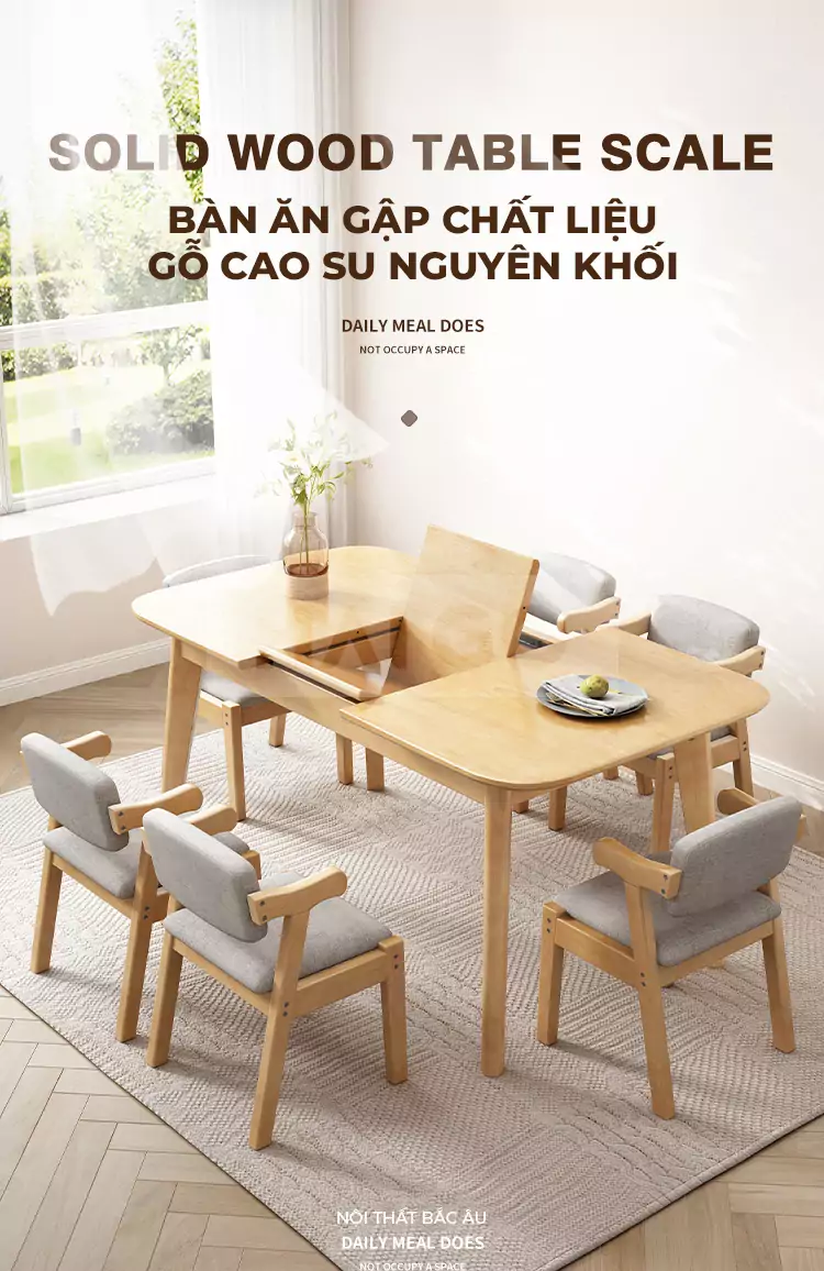 Bàn Ăn Gấp Gọn Gỗ Tự Nhiên Haigo BA086