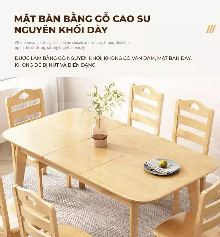 Bàn Ăn Gấp Gọn Gỗ Tự Nhiên Haigo BA086