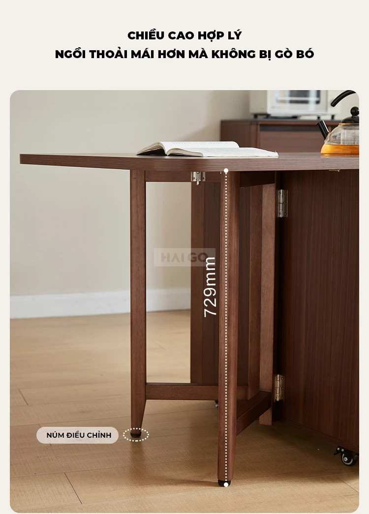 Bàn Ăn Gấp Gọn Gỗ Tự Nhiên Haigo BA350
