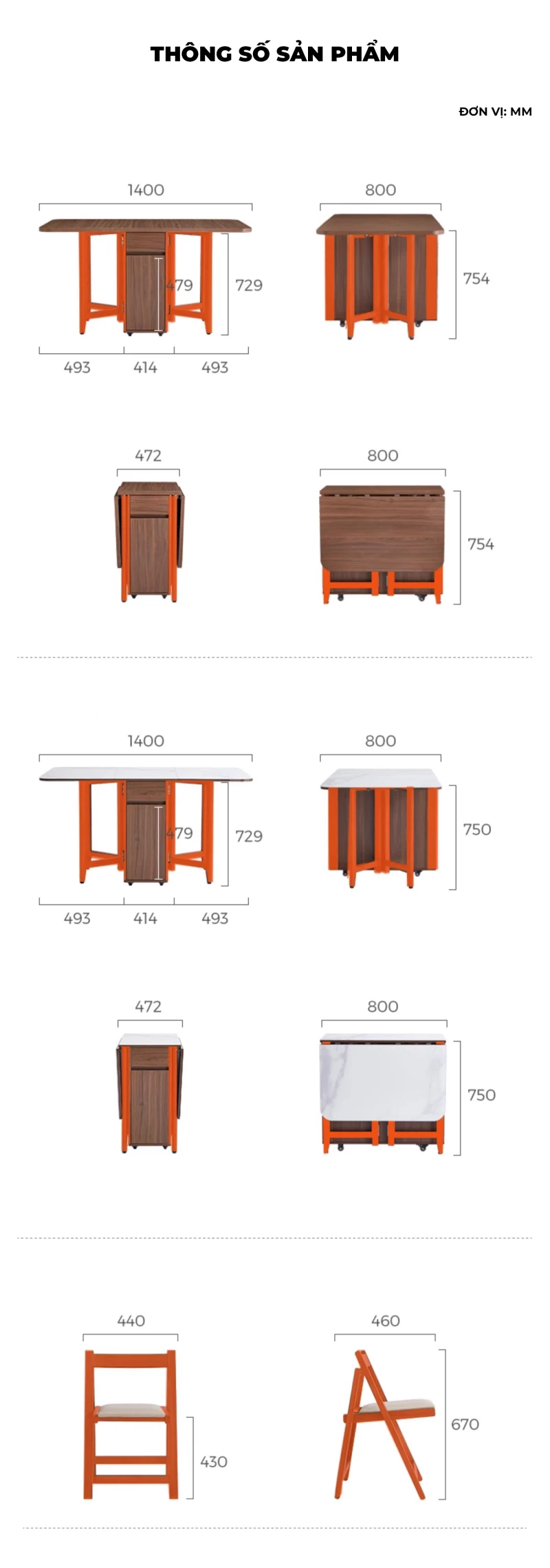 Bàn Ăn Gấp Gọn Gỗ Tự Nhiên Haigo BA350