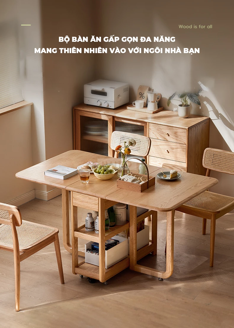 Bàn Ăn Gấp Gọn Kết Hợp Mặt Đá Tự Nhiên Cao Cấp Haigo BA356