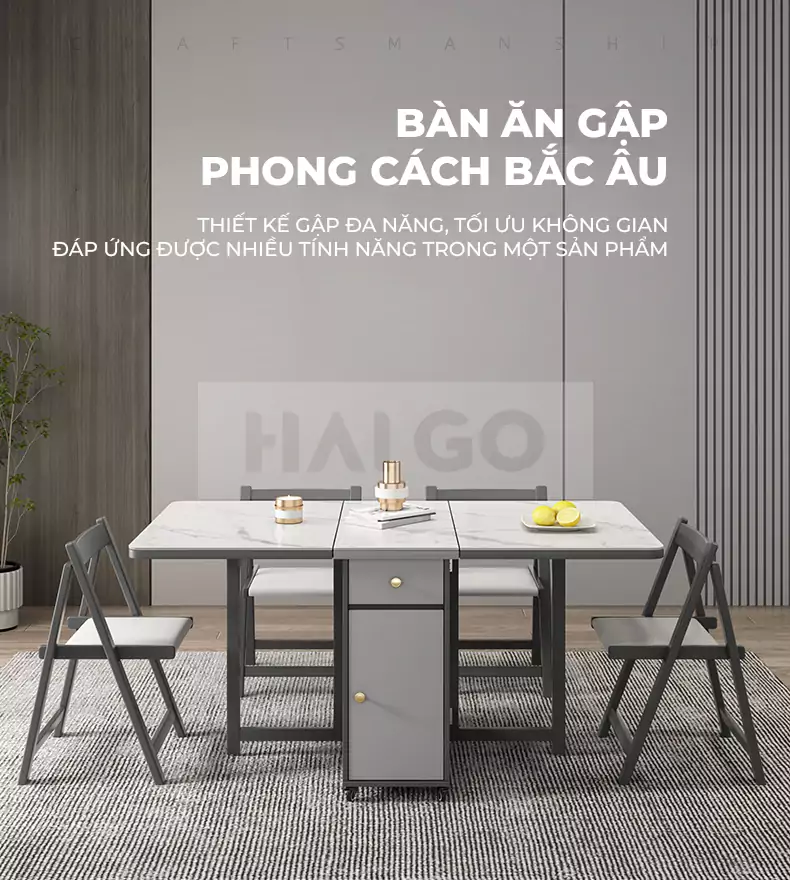 B&agrave;n Ăn Gấp Gọn Phi&ecirc;n Bản N&acirc;ng Cấp Ghế Bọc Đệm Haigo BA058
