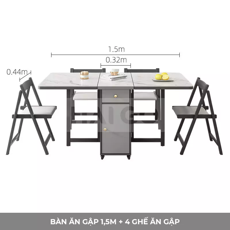 B&agrave;n Ăn Gấp Gọn Phi&ecirc;n Bản N&acirc;ng Cấp Ghế Bọc Đệm Haigo BA058