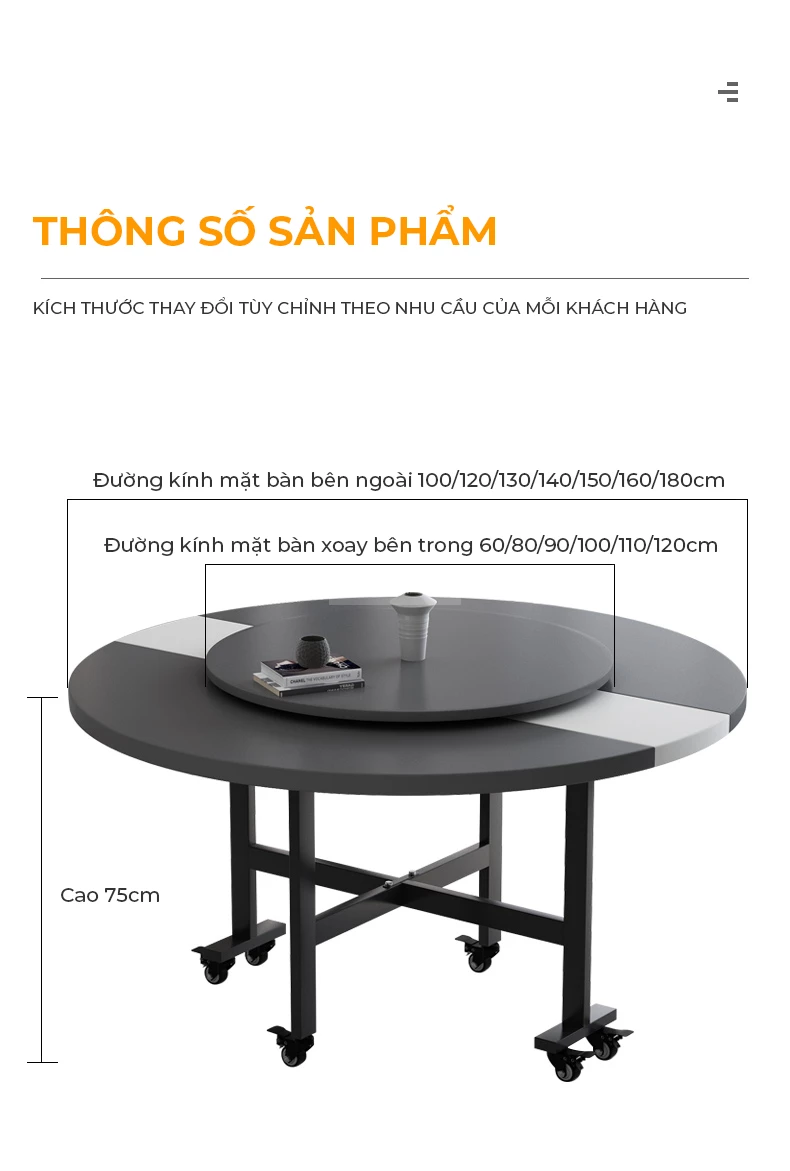 Bàn Ăn Gấp Gọn Phong Cách Tối Giản Haigo BA373