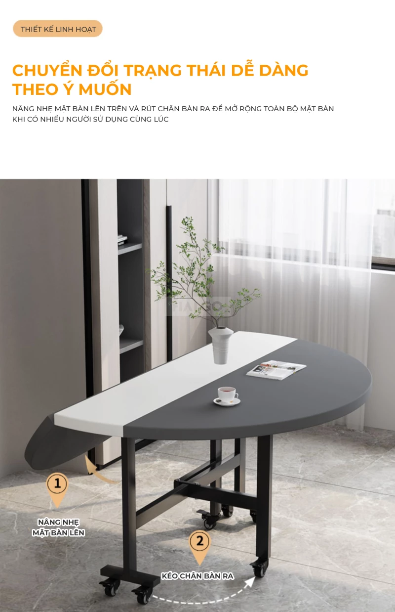 Bàn Ăn Gấp Gọn Phong Cách Tối Giản Haigo BA373