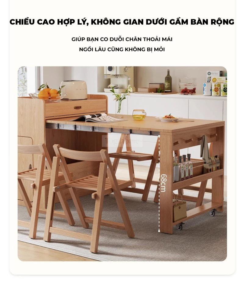 Bàn Ăn Gấp Gọn Thông Minh Togismart BA214 thiết kế hiện đại, tiện dụng, phù hợp căn hộ và gia đình muốn tối ưu diện tích. Chất liệu gỗ tự nhiên bền chắc, dễ dàng gấp mở linh hoạt, kết hợp mặt bàn sang trọng, mang đến sự tiện nghi và thẩm mỹ cho phòng ăn.