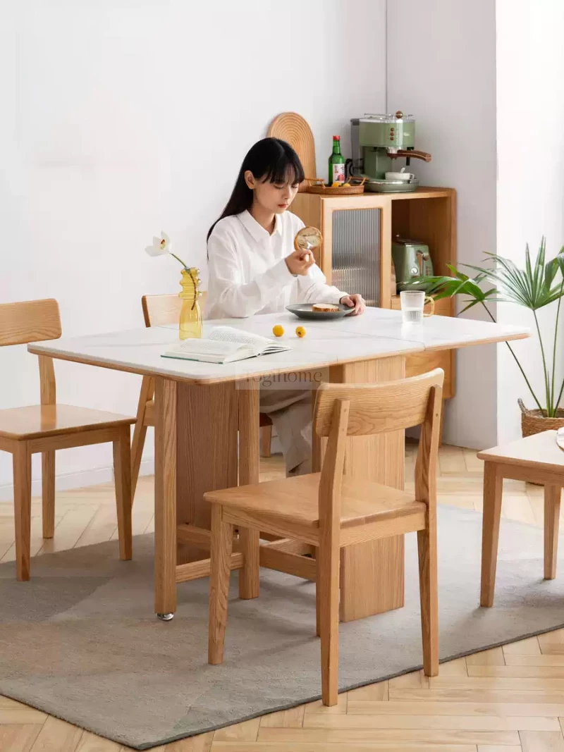 Bàn Ăn Gấp Mở Thông Minh Gỗ Tự Nhiên Mặt Đá Hiện Đại Togismart BA096 làm từ gỗ tự nhiên bền chắc, kết hợp mặt đá hiện đại sang trọng. Thiết kế gấp mở linh hoạt giúp tiết kiệm diện tích, phù hợp căn hộ chung cư và gia đình hiện đại, mang lại sự tiện nghi và điểm nhấn tinh tế cho phòng ăn.