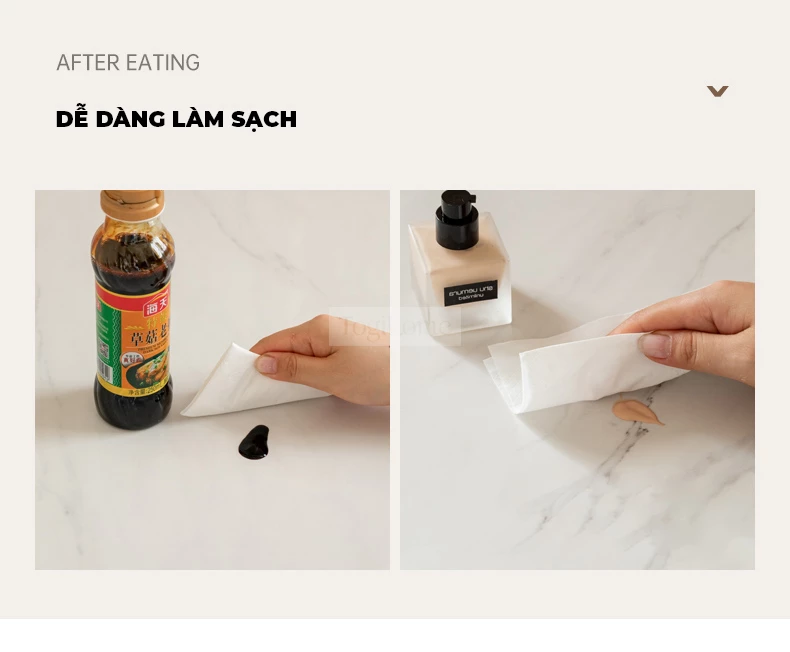 Bàn Ăn Gấp Vuông Tròn Gỗ Tự Nhiên Mặt Đá Togismart BA211 thiết kế thông minh, linh hoạt từ dạng vuông sang tròn, phù hợp nhiều không gian. Chất liệu gỗ tự nhiên bền chắc kết hợp mặt đá sang trọng, dễ vệ sinh, mang lại sự tiện nghi và điểm nhấn hiện đại cho phòng ăn.