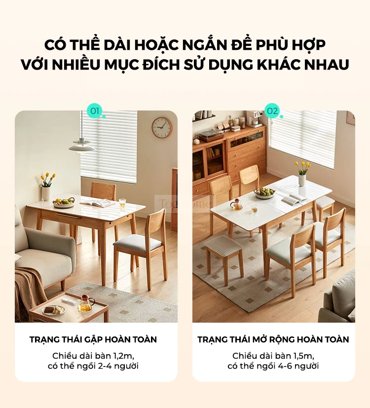 Bàn Ăn Gỗ Tự Nhiên Mặt Đá Tự Nhiên Hiện Đại Togismart BA 088 kết hợp mặt đá tự nhiên cao cấp, mang đến vẻ đẹp hiện đại và sang trọng. Thiết kế chắc chắn, tinh tế phù hợp với nhiều không gian sống. Sản phẩm lý tưởng cho những gia đình yêu thích phong cách tối giản, bền vững và đẳng cấp.