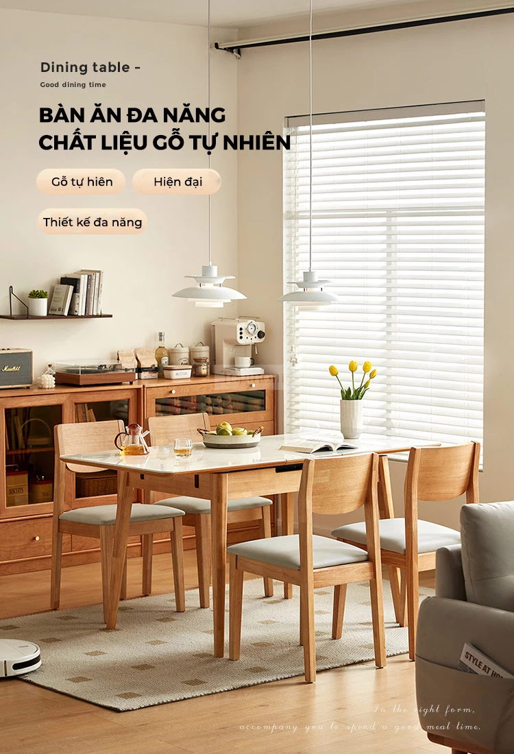 Bàn Ăn Gỗ Tự Nhiên Mặt Đá Tự Nhiên Hiện Đại Togismart BA 088 kết hợp mặt đá tự nhiên cao cấp, mang đến vẻ đẹp hiện đại và sang trọng. Thiết kế chắc chắn, tinh tế phù hợp với nhiều không gian sống. Sản phẩm lý tưởng cho những gia đình yêu thích phong cách tối giản, bền vững và đẳng cấp.