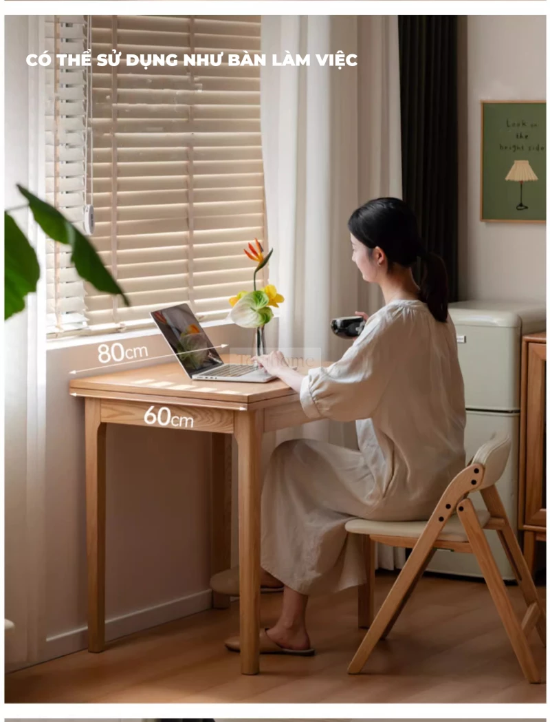 Bàn Ăn Gỗ Tự Nhiên Thông Minh Gập Mở Linh Hoạt Togismart BA218 thiết kế hiện đại, tiết kiệm không gian và dễ dàng điều chỉnh kích thước. Sản phẩm làm từ gỗ tự nhiên bền chắc, phù hợp gia đình nhỏ hoặc căn hộ chung cư, mang lại sự tiện nghi và thẩm mỹ cho phòng ăn.