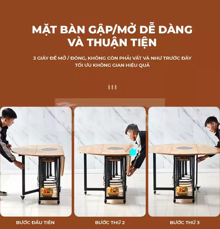 Bàn Ăn Gỗ Tự Nhiên Tích Hợp Bếp Lẩu Haigo BA090