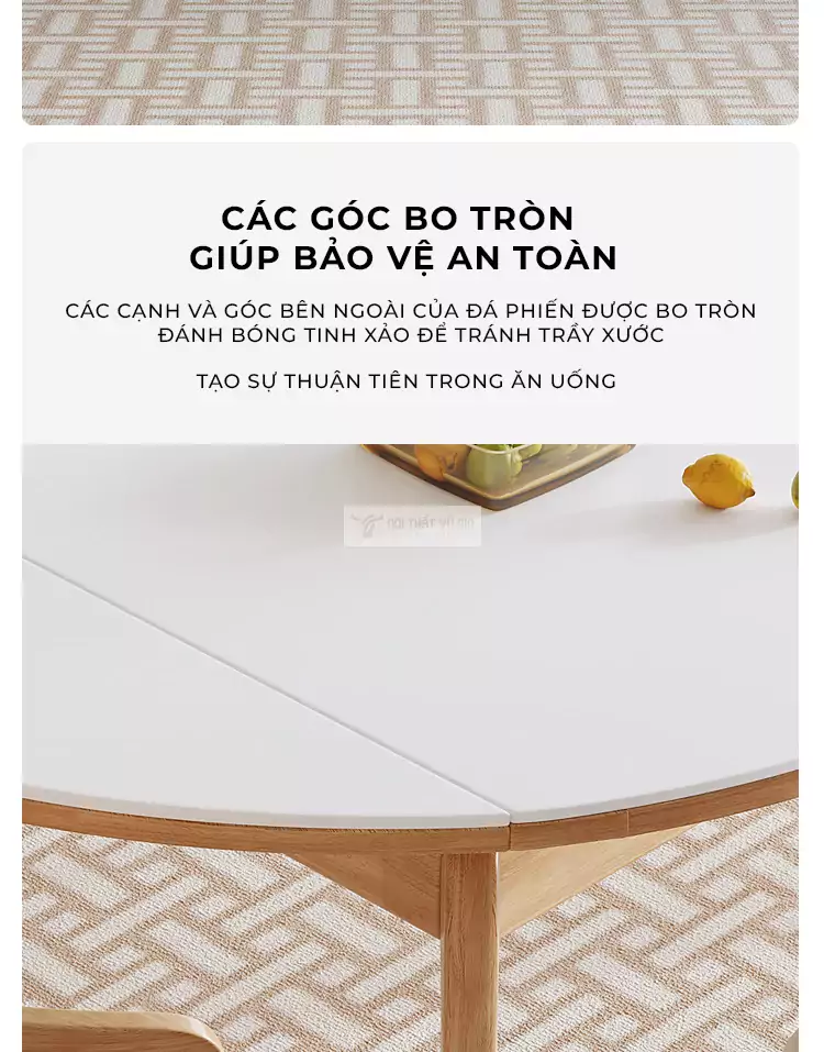 thiết kế bo góc an toàn của Bàn ăn hiện đại thiết kế thông minh KC33