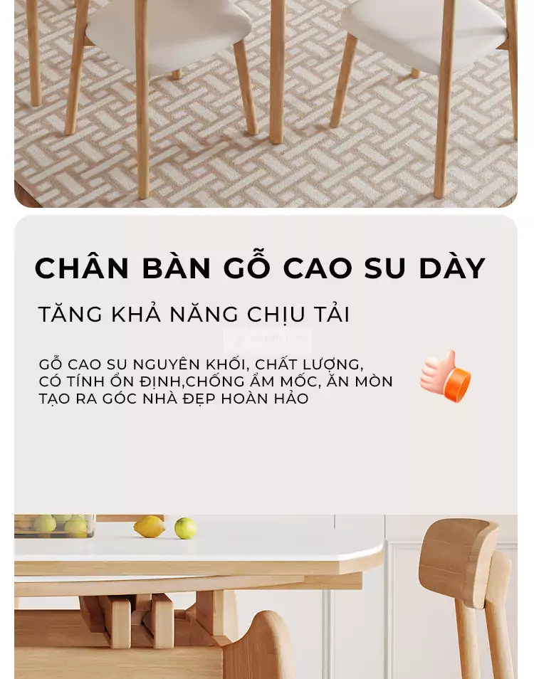 Bàn ăn hiện đại thiết kế thông minh KC33 sử dụng chân gô cao cấp, chắc chắn