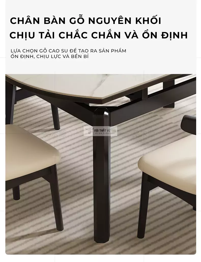 Bàn ăn hiện đại thiết kế thông minh KC36 sử dụng chân gỗ chắc chắn