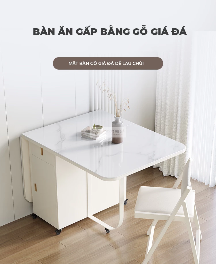 Bàn ăn thông minh gấp gọn kết hợp ghế nệm cao cấp KC61