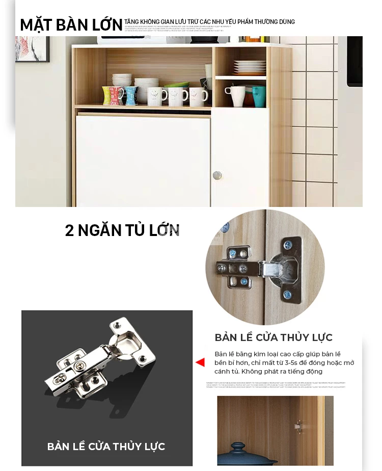 chi tiết Bàn ăn thông minh gấp gọn kết hợp tủ KC57