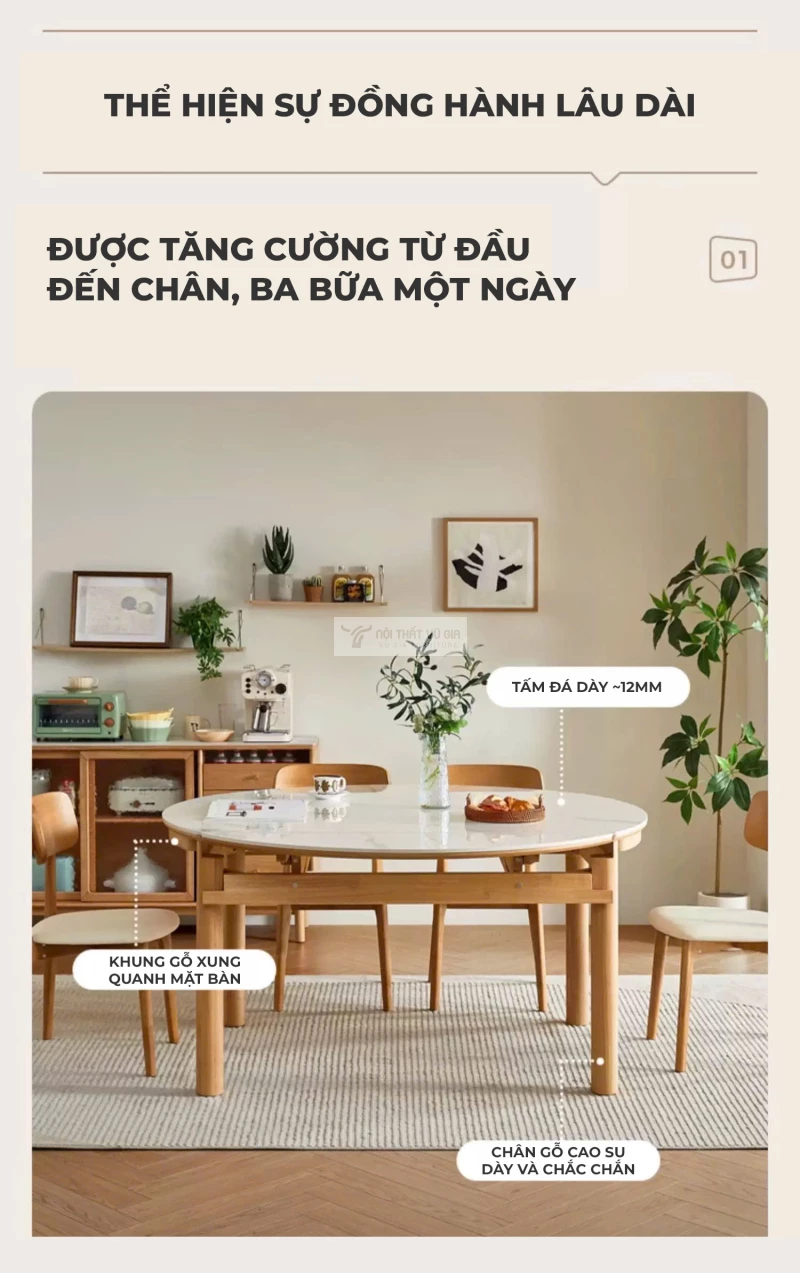kết cấu chất liệu của Bàn ăn thông minh gỗ tự nhiên cao cấp KC85