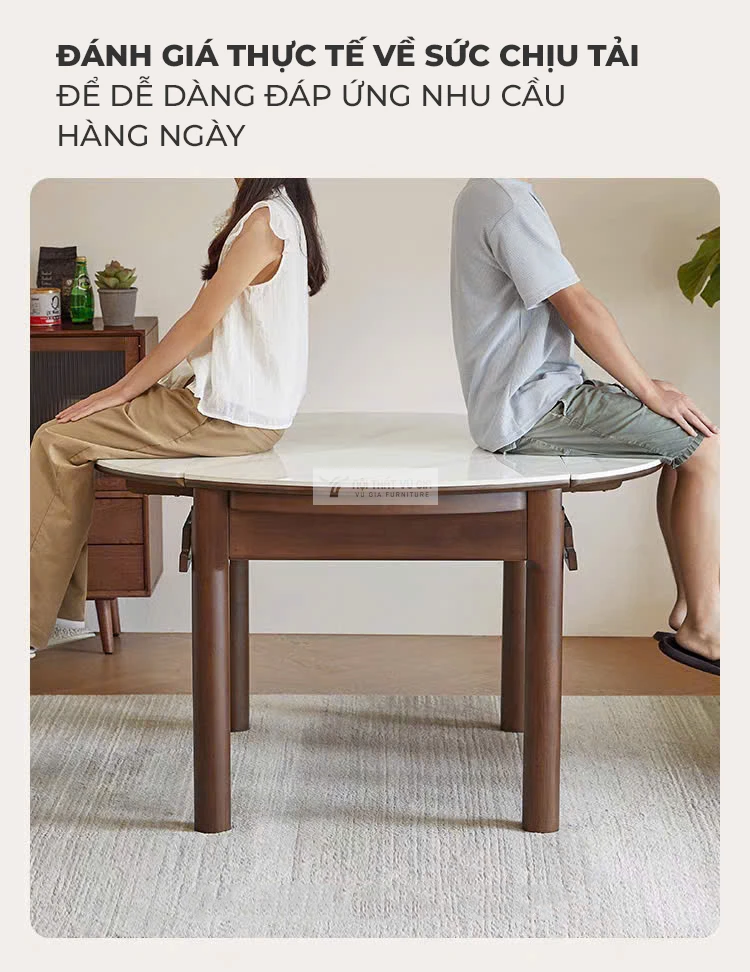 thiết kế chắc chắn của Bàn ăn thông minh gỗ tự nhiên  màu nâu sang trọng KC84