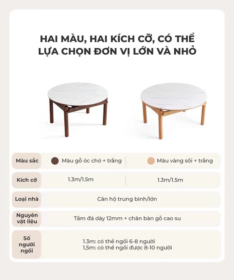 tùy chọn kích thước và màu sắc của Bàn ăn thông minh gỗ tự nhiên  màu nâu sang trọng KC84