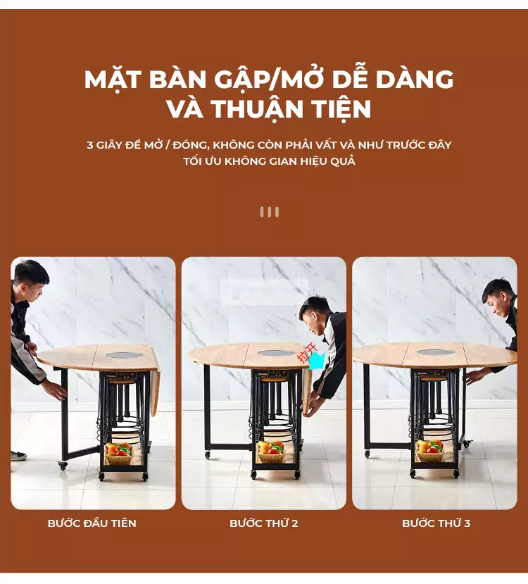 c&aacute;c gấp của B&agrave;n ăn th&ocirc;ng minh gỗ tự nhi&ecirc;n t&iacute;ch hợp bếp từ hiện đại KC02-GTN