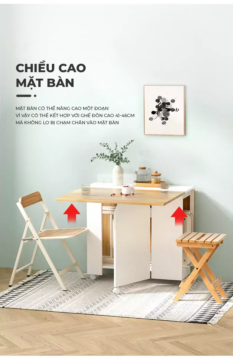 thiết kế chiều cao khoa học của Bàn ăn thông minh hiện đại KC05