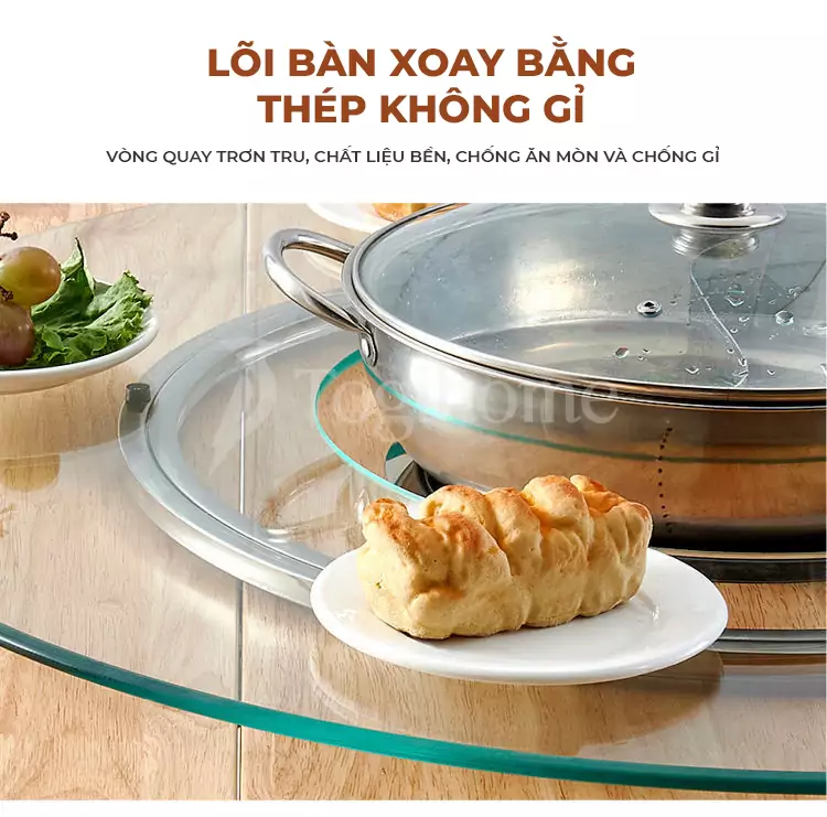 bàn ăn thông minh TOGIHOME BA38 được trang bị lõi xoay mặt bàn bằng thép không gỉ