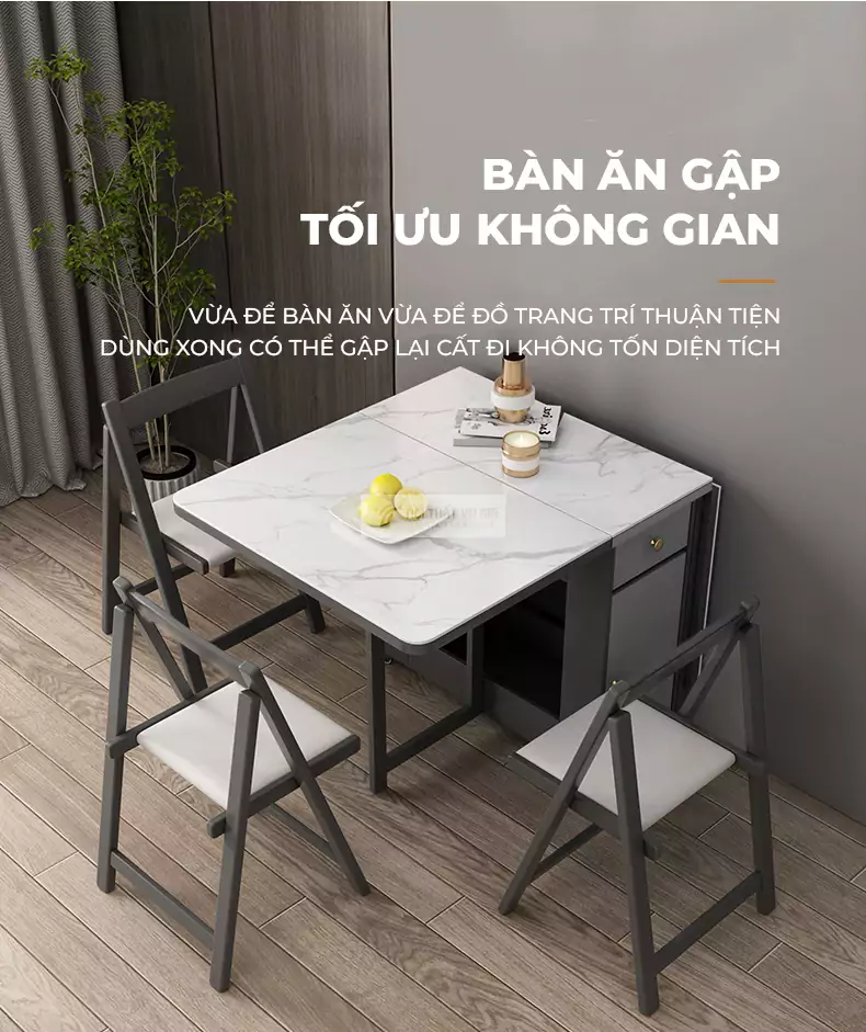 tối ưu không gian sử dụng với Bàn ăn thông minh kết hợp ghế nệm cao cấp KC01