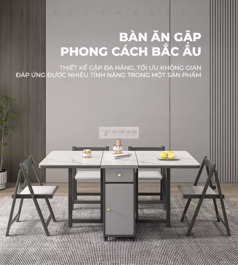 Bàn ăn thông minh kết hợp ghế nệm cao cấp KC01