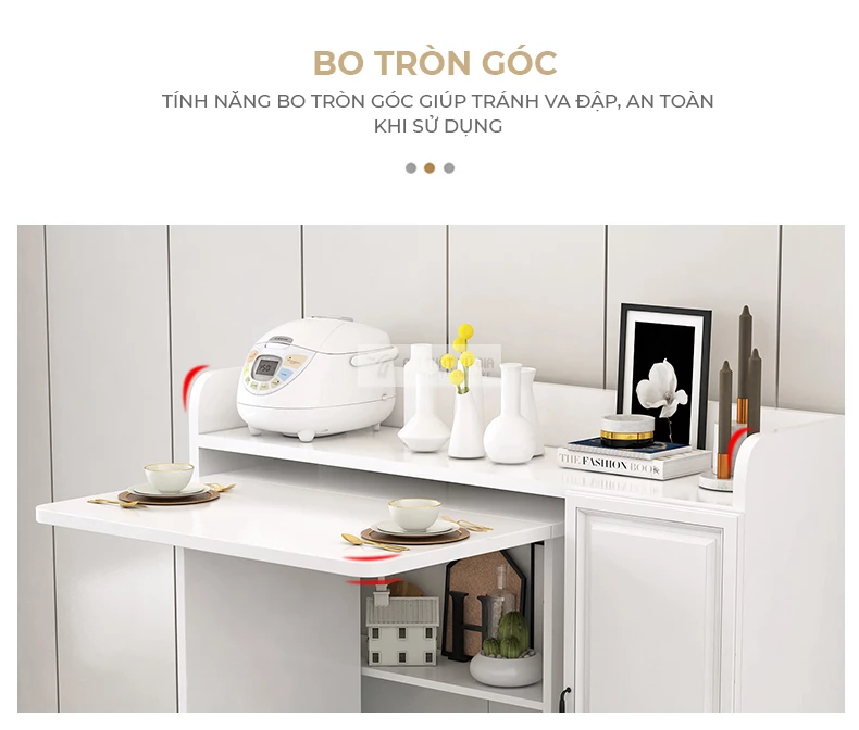 thiết kế bo góc bảo đảm an toàn của Bàn ăn thông minh kết hợp tủ KC58