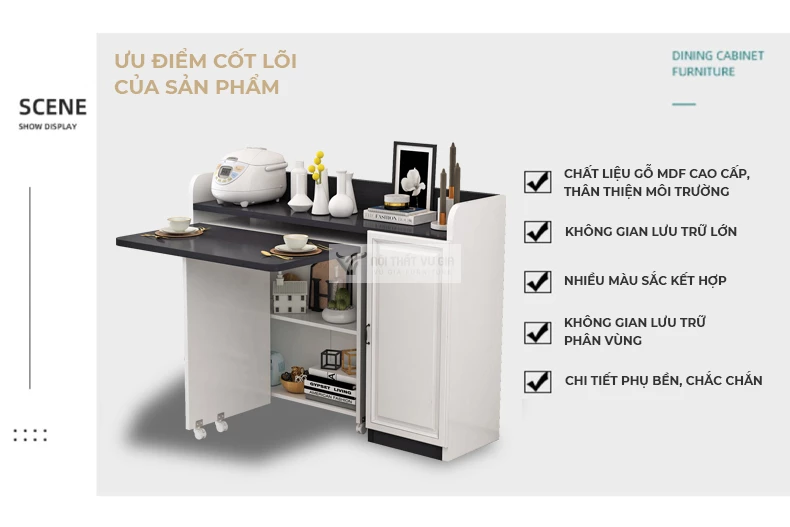 ưu điểm của Bàn ăn thông minh kết hợp tủ KC58