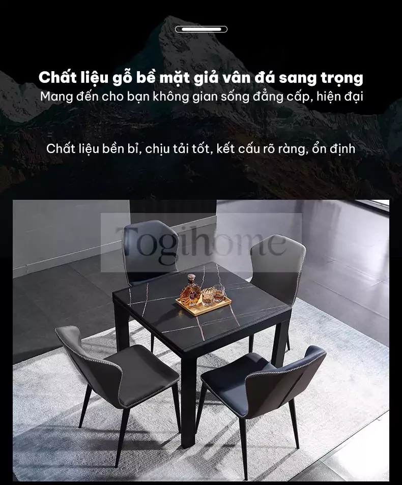 Bàn ăn thông minh TOGIHOME BA44 sử dụng chất liệu giả đá sang trọng