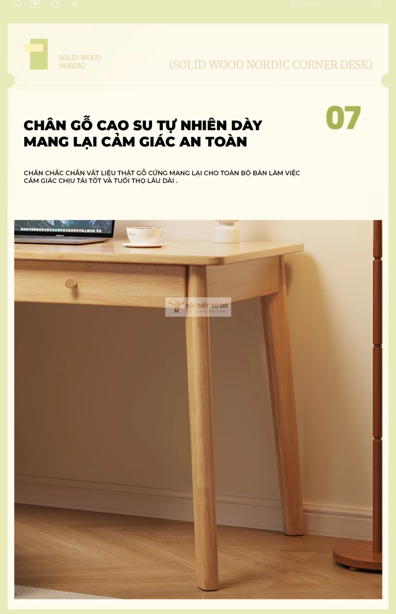 Bàn cánh buồm gỗ tự nhiên cao cấp SD144 sử dụng chân gỗ chắc chắn