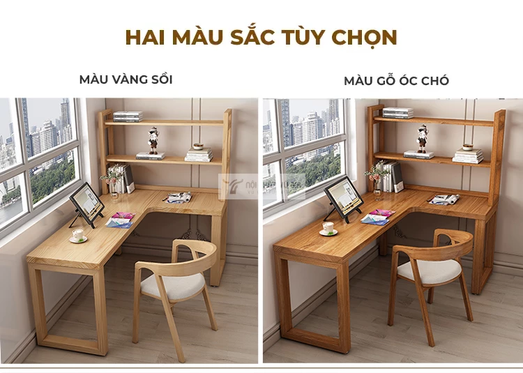 tùy chọn màu sắc của Bàn chữ L gỗ tự nhiên cao cấp SD138