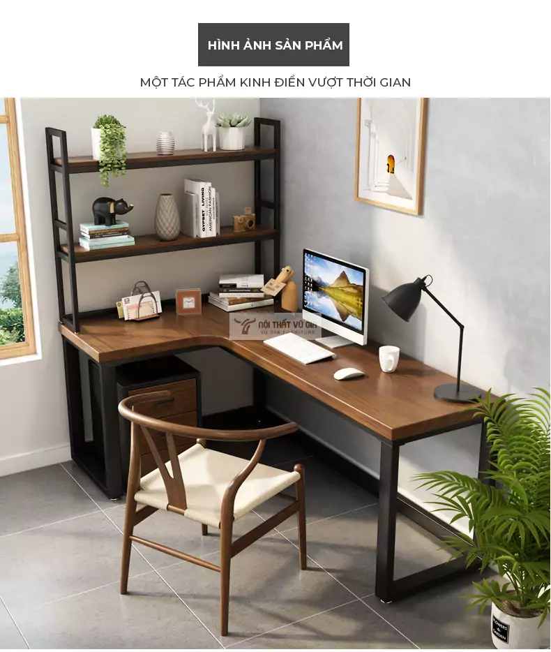 Bàn chữ L gỗ tự nhiên cao cấp SD23